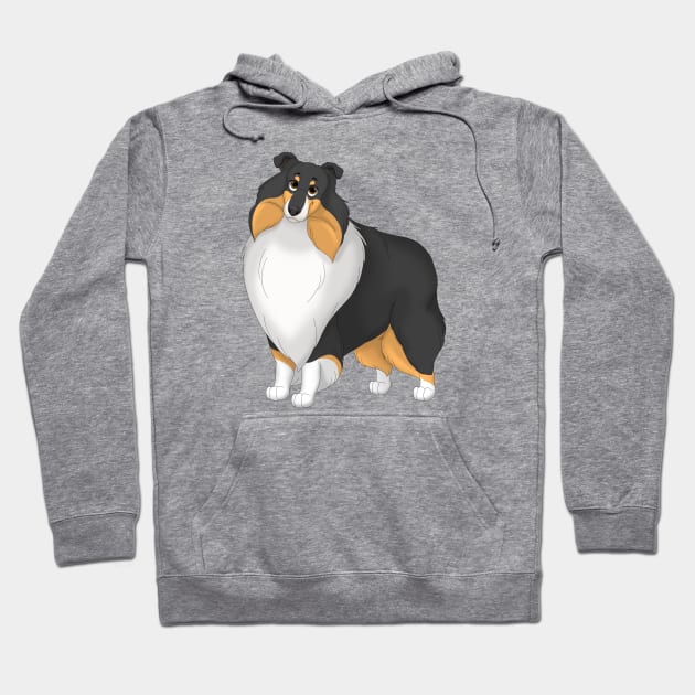 White, Black & Tan Rough Collie Dog Hoodie by millersye